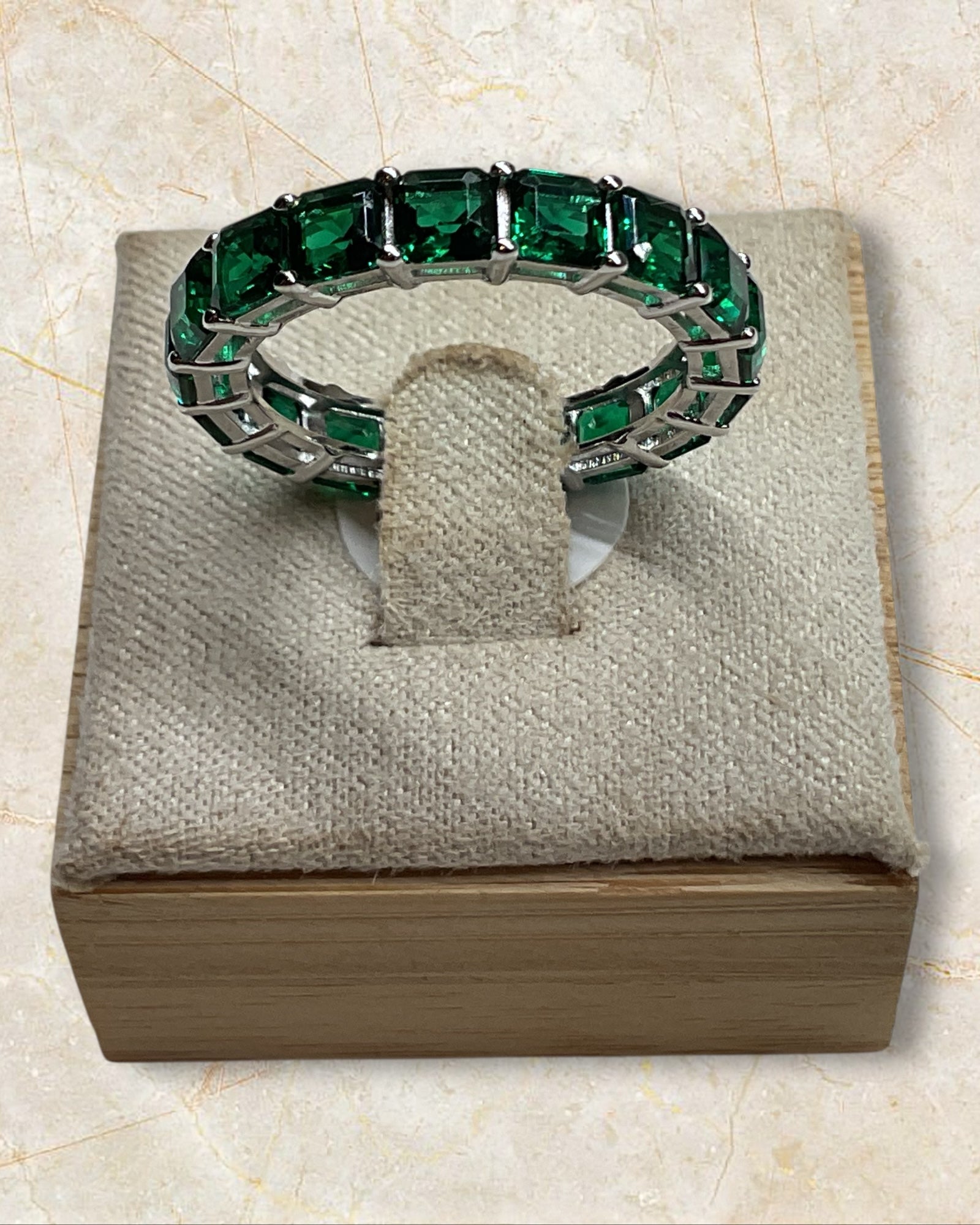 Bling Collection - Emerald Eternity Band Ring (Sterling)
