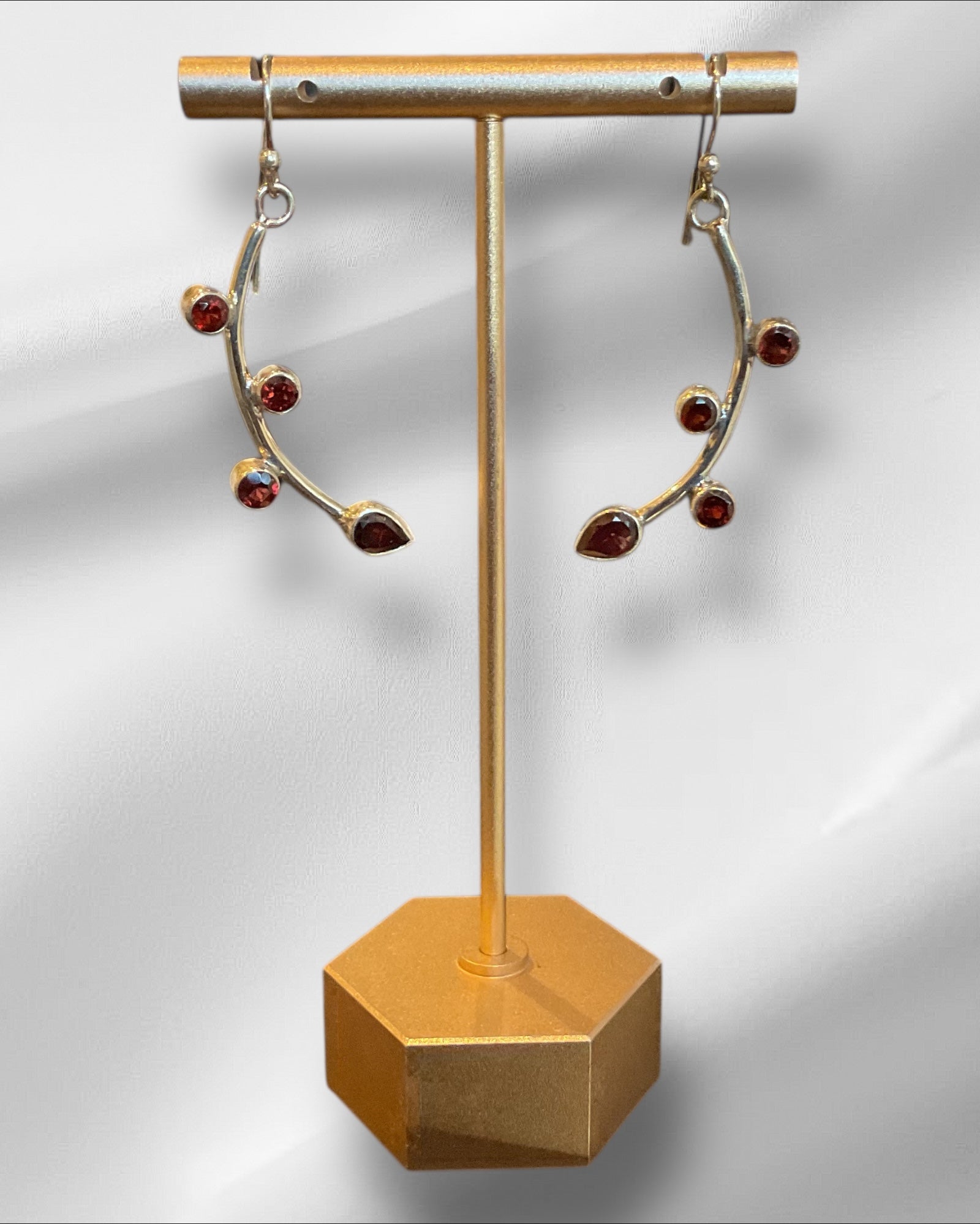 Bling Collection - Garnet Designer Earring (Sterling)