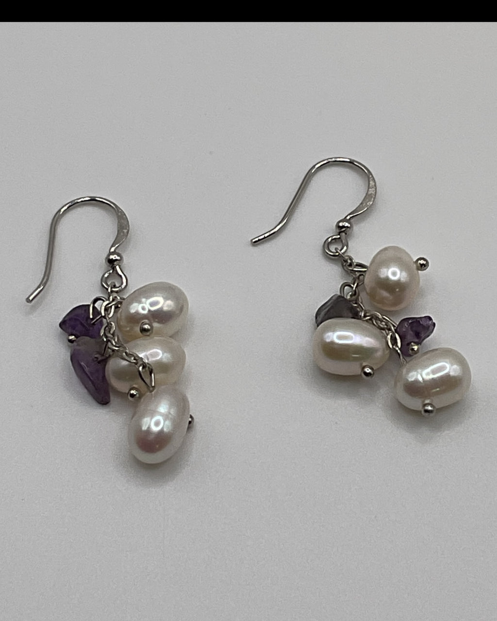 Bling Collection - Freshwater Pearl & Amethyst Designer Earrings (Sterling)