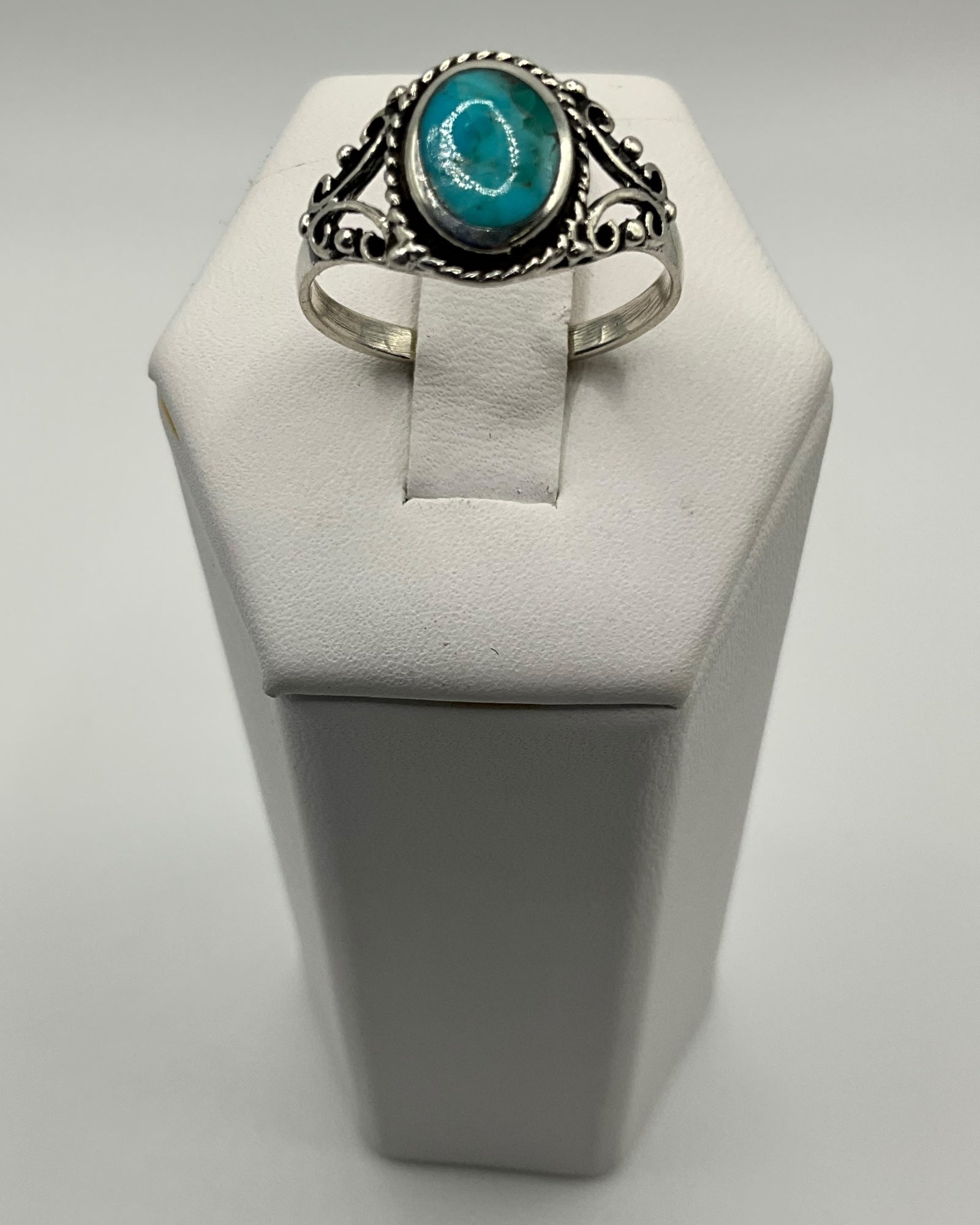 Bling Collection - Kingman Mohave Turquoise Gemstone Ring (Sterling)