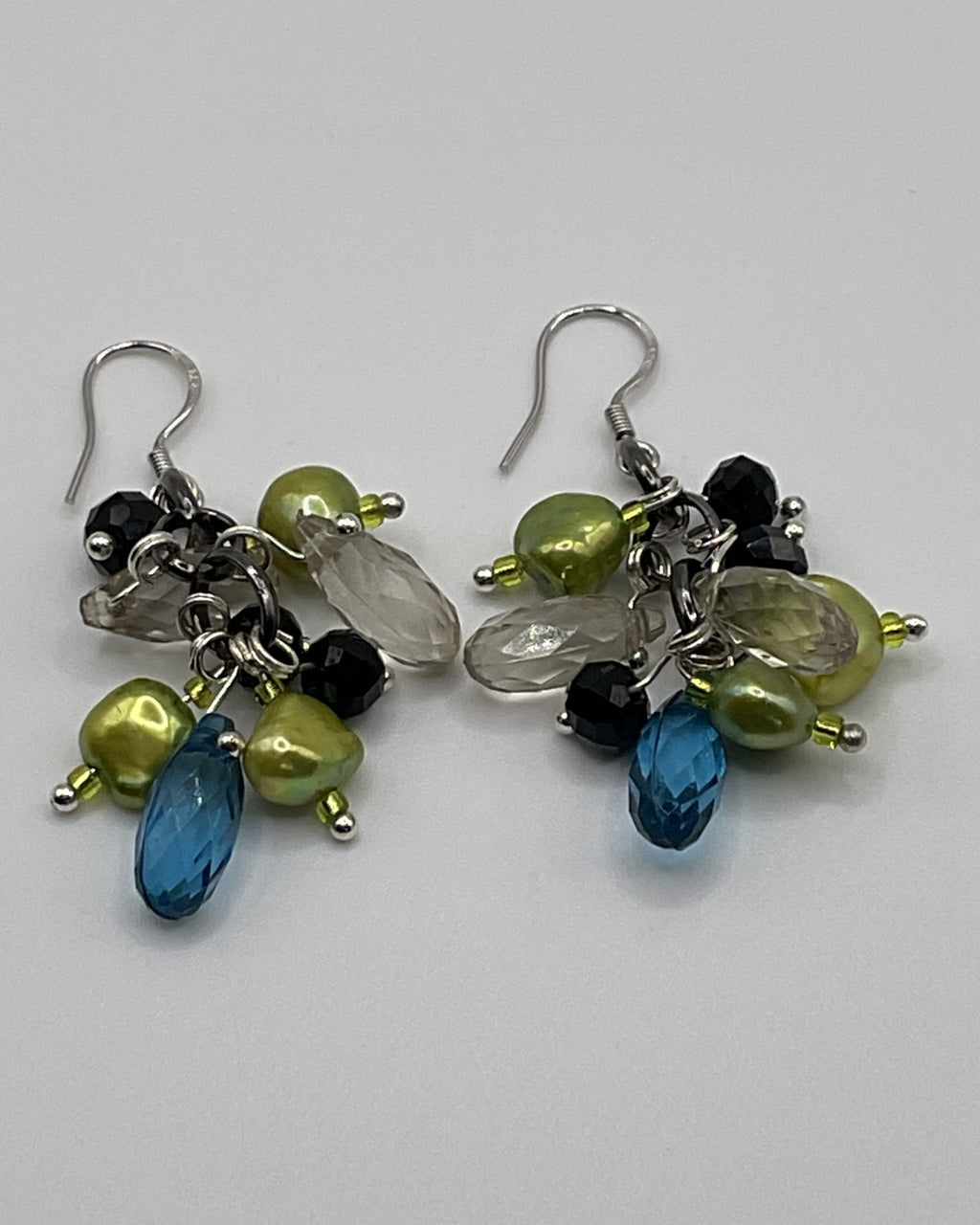 Bling Collection - Lime Green Freshwater Pearl Chandelier Designer Earrings (Sterling)