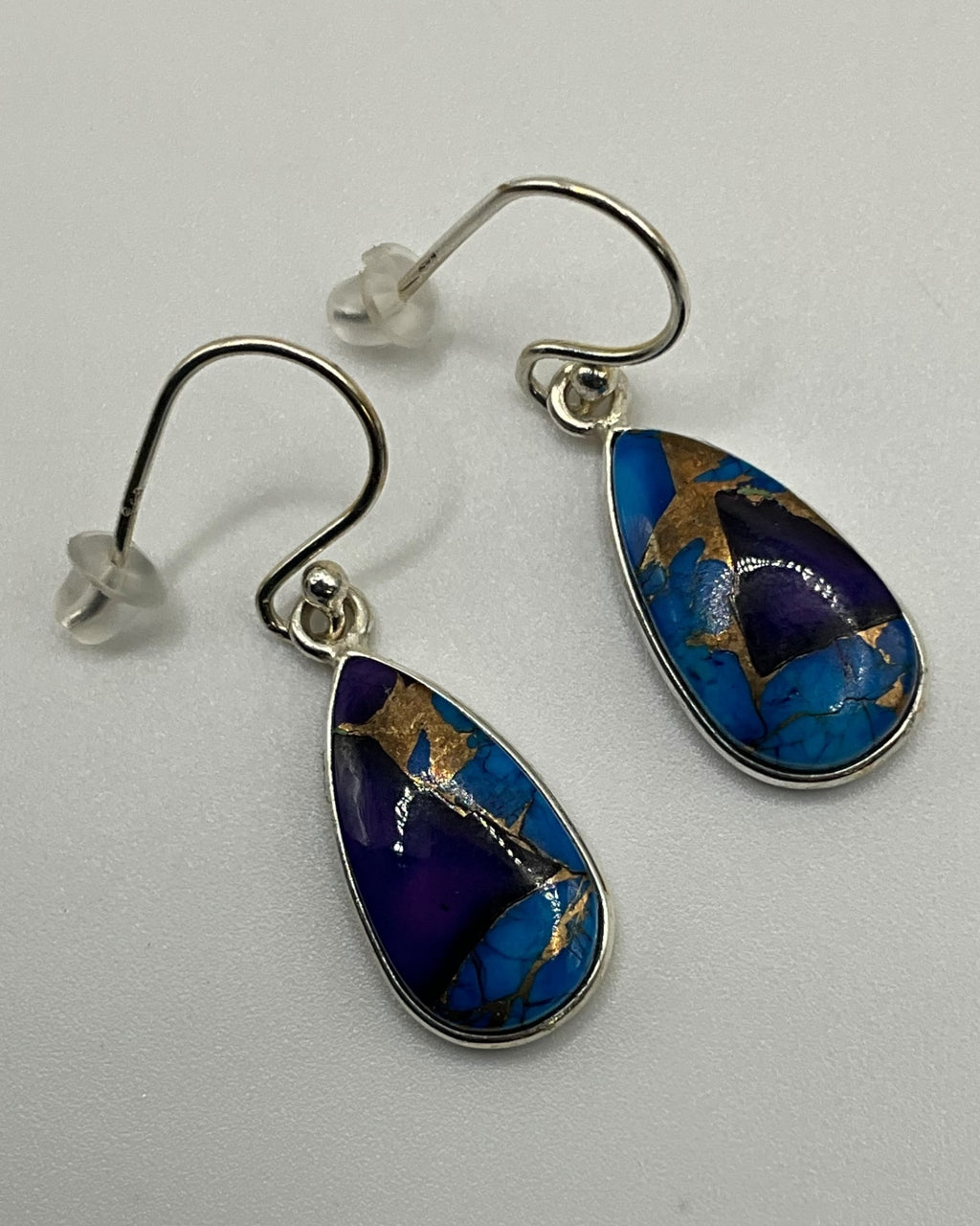 Bling Collection - Purple Blue Dahlia Designer Earrings (Sterling)