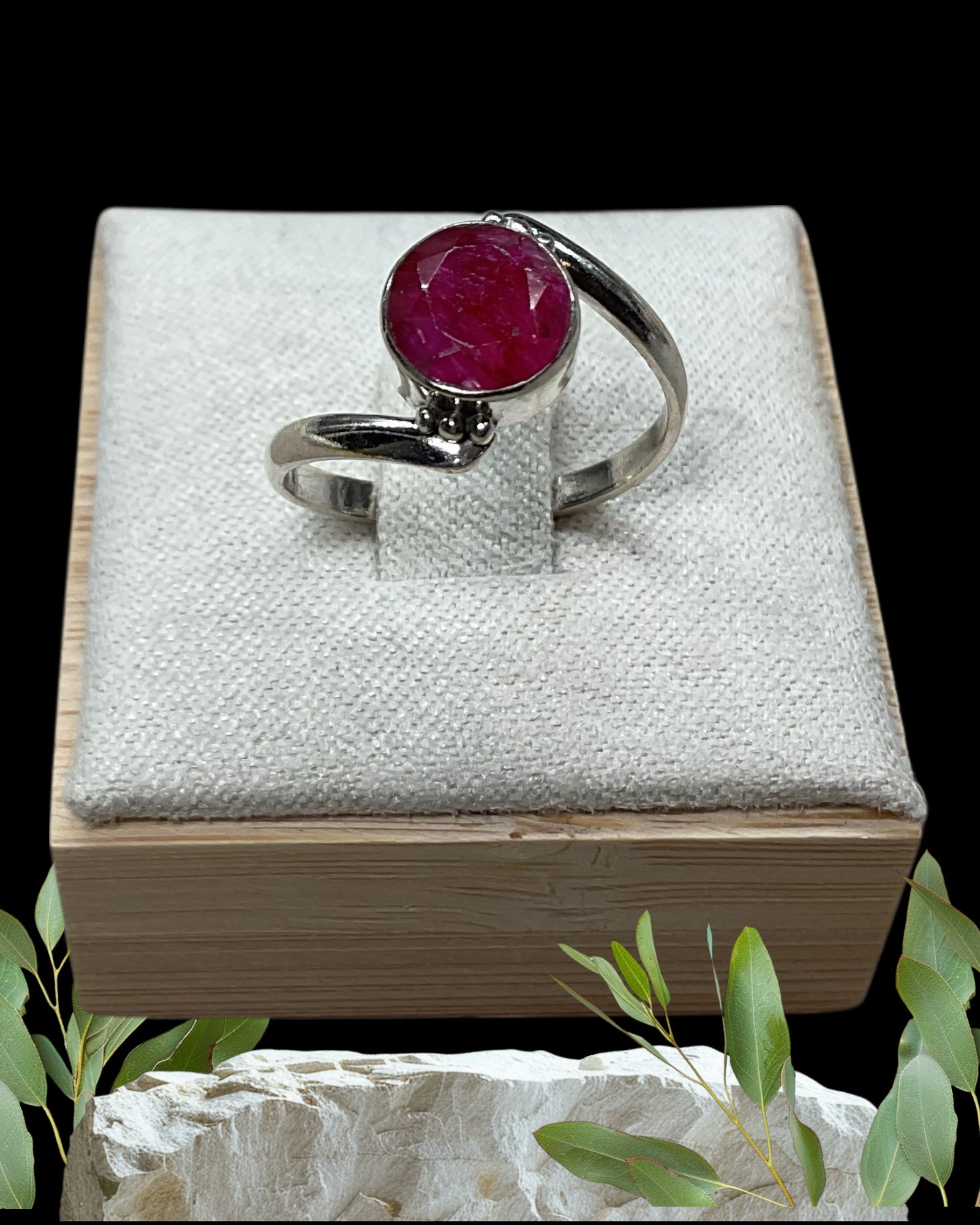 Bling Collection - Ruby Gemstone Ring (Sterling)