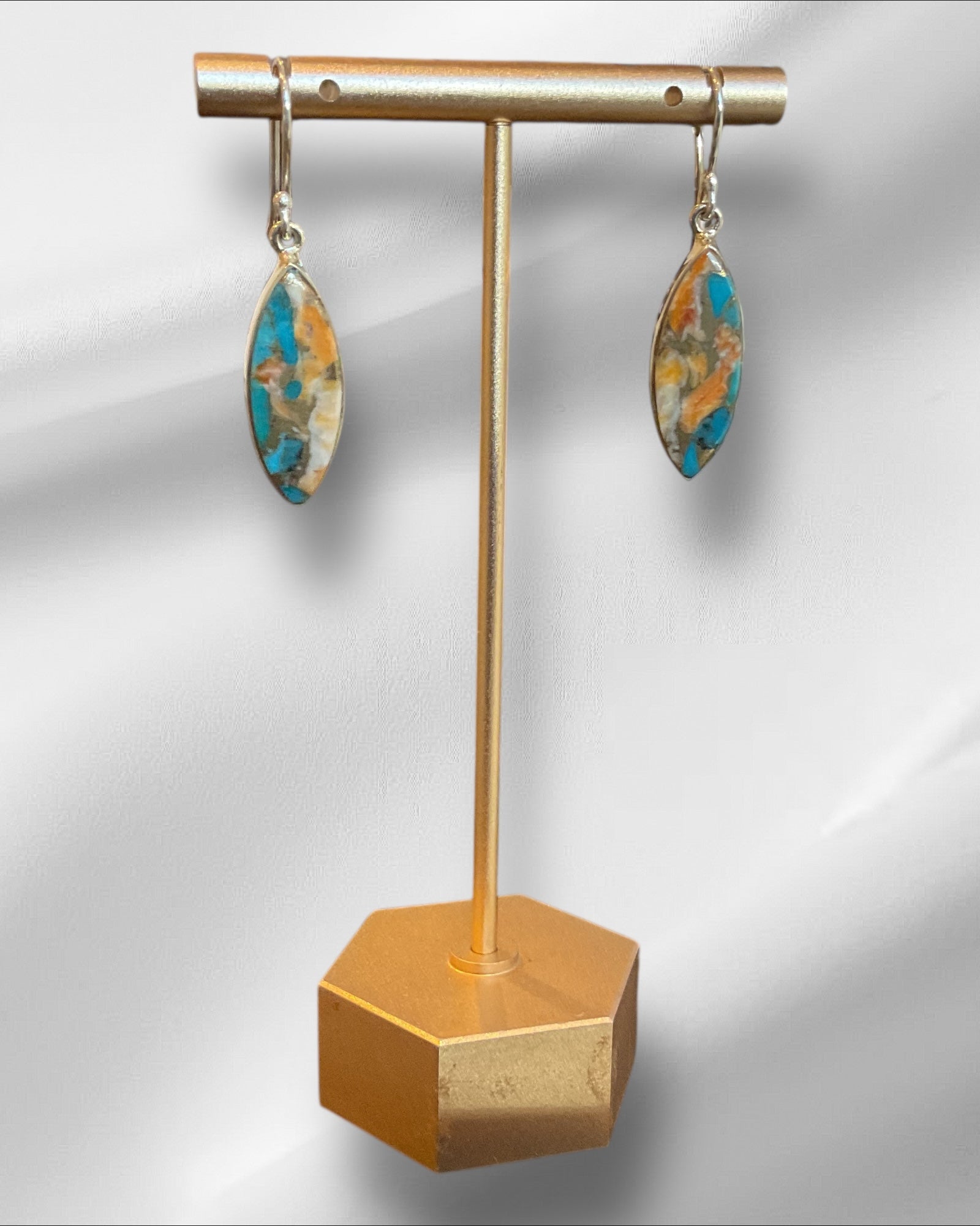 Bling Collection - Orange Spiny Oyster Designer Earrings (Sterling)