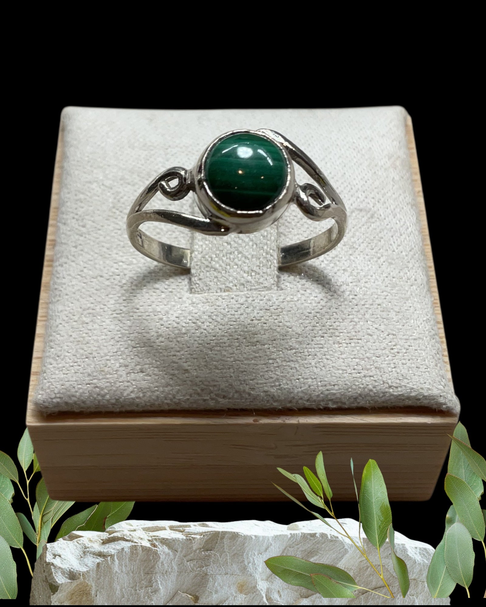 Bling Collection - Malachite Gemstone Ring (Sterling)