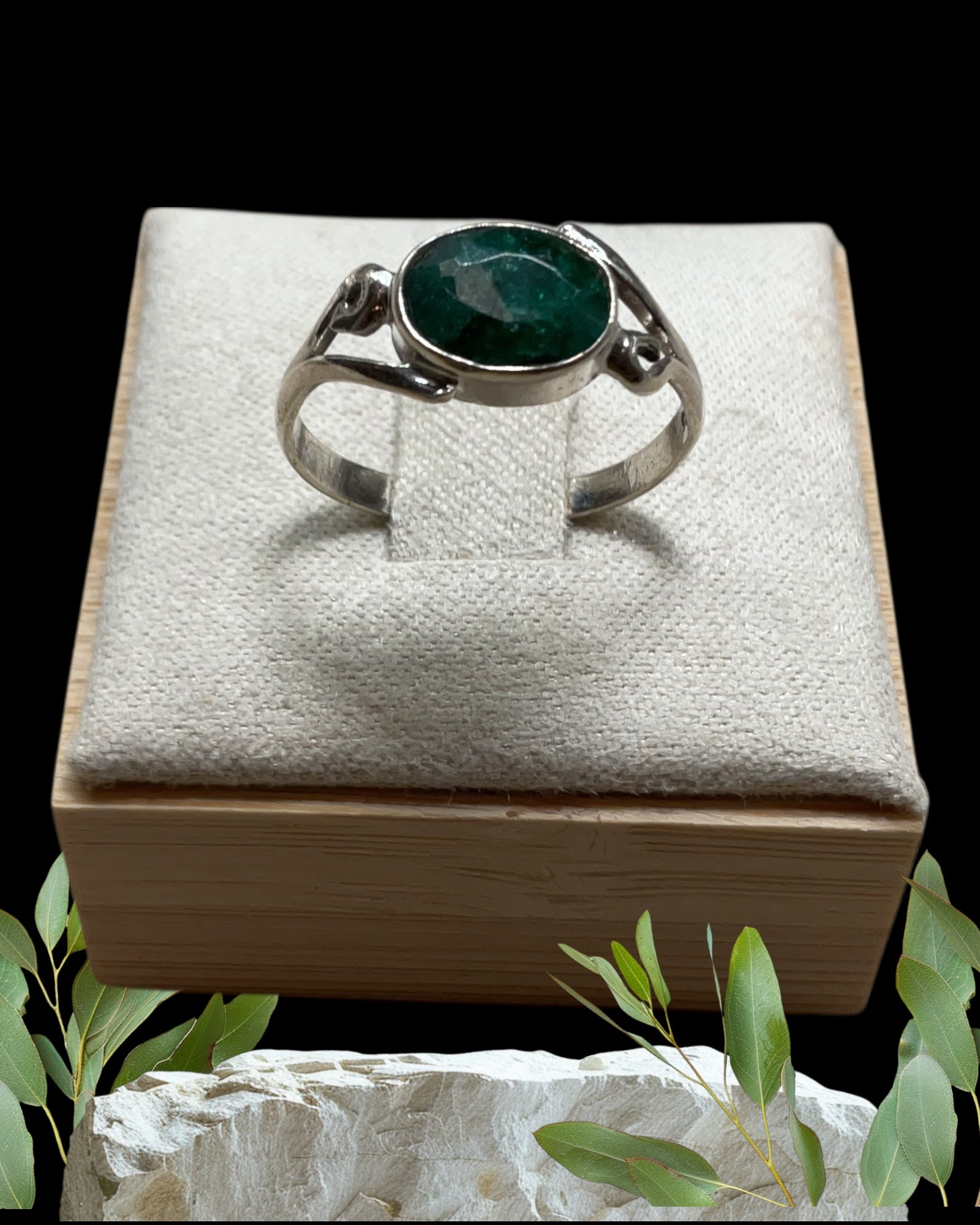 Bling Collection - Emerald Gemstone Ring (Sterling)