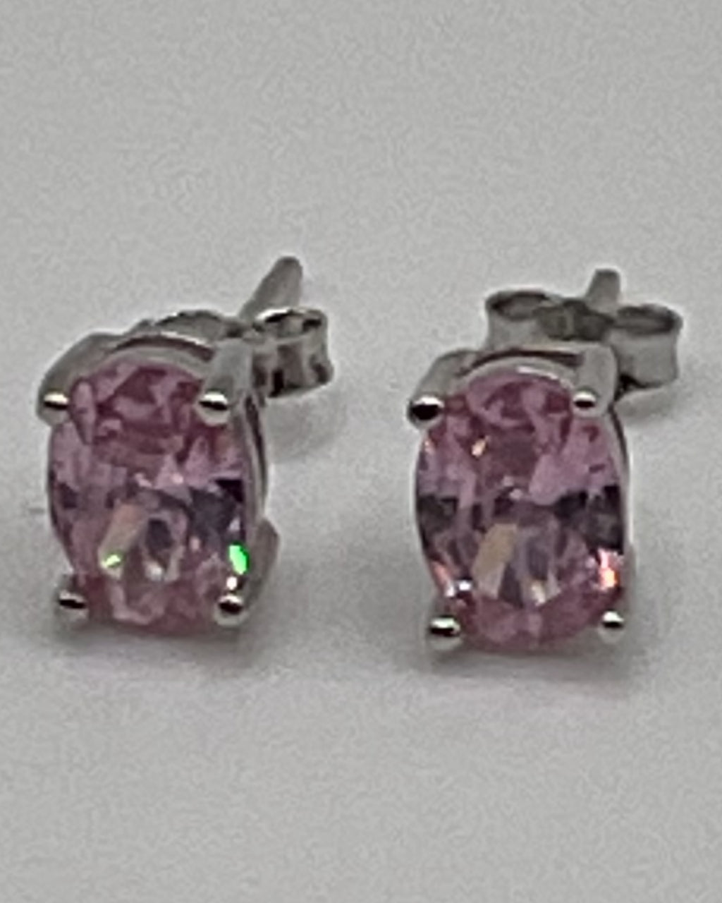 Bling Collection - Pink Sapphire Stud Designer Earring - (Sterling) (Cubic Zirconia)