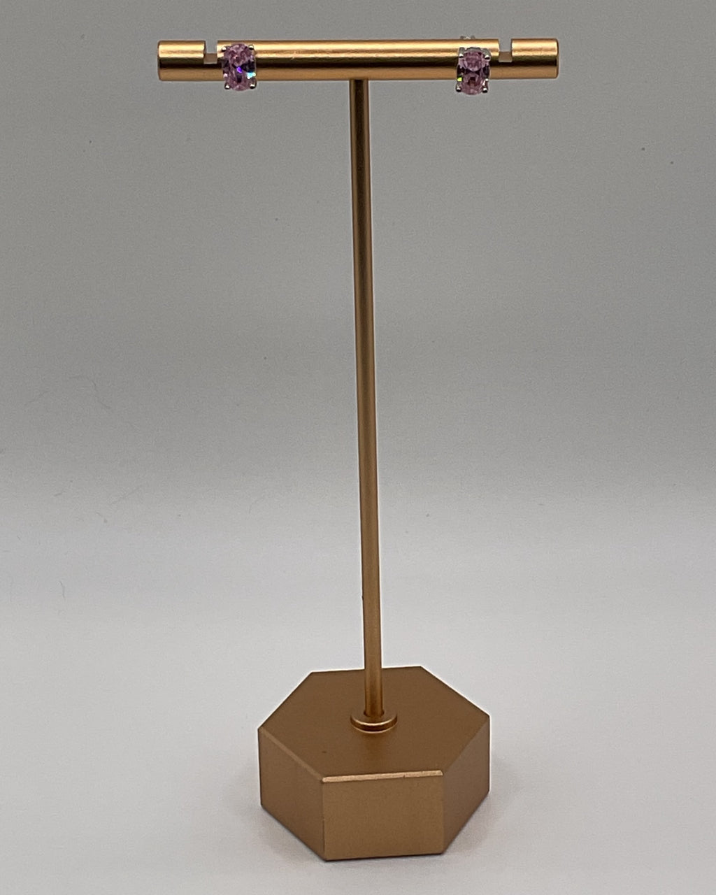 Bling Collection - Pink Sapphire Stud Designer Earring - (Sterling) (Cubic Zirconia)