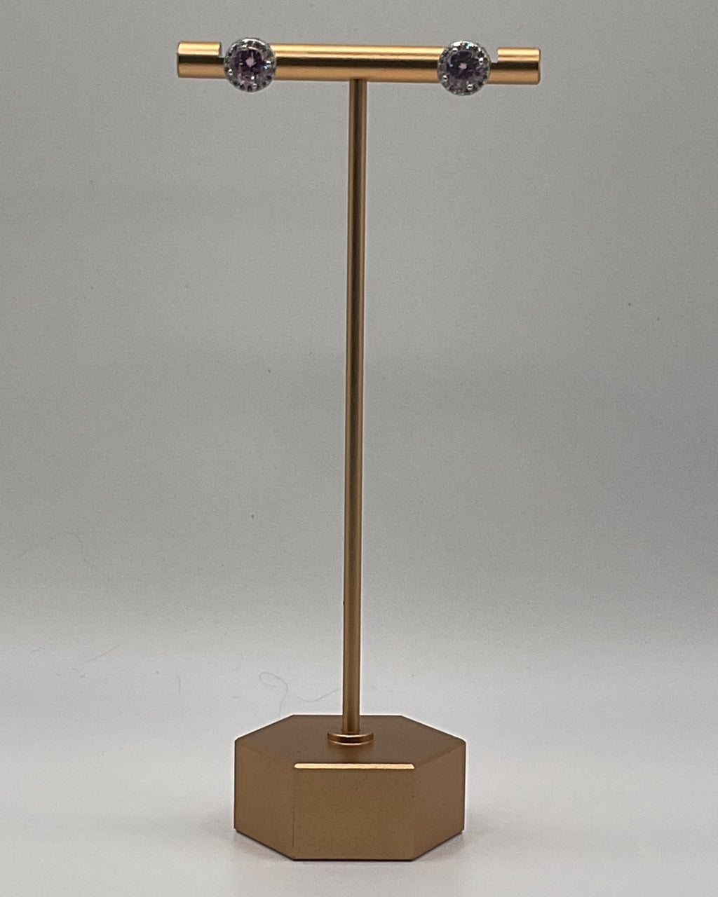 Bling Collection - Pink Sapphire Stud Designer Earring - (Sterling) (Cubic Zirconia)