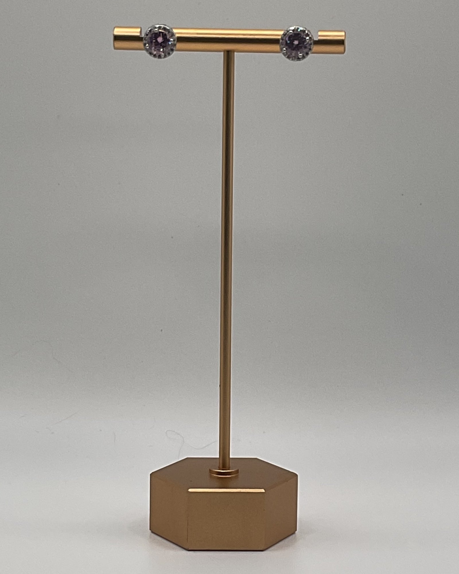 Bling Collection - Pink Sapphire Stud Designer Earring - (Sterling) (Cubic Zirconia)