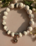 Howlite & Silver Charm Bracelet (stretch)