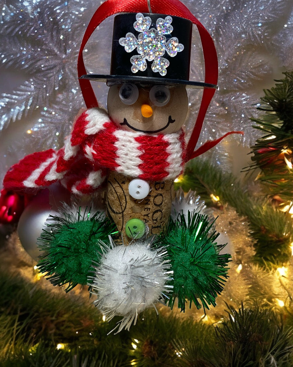 Cork, Puff and Wooden Ball Snowmen