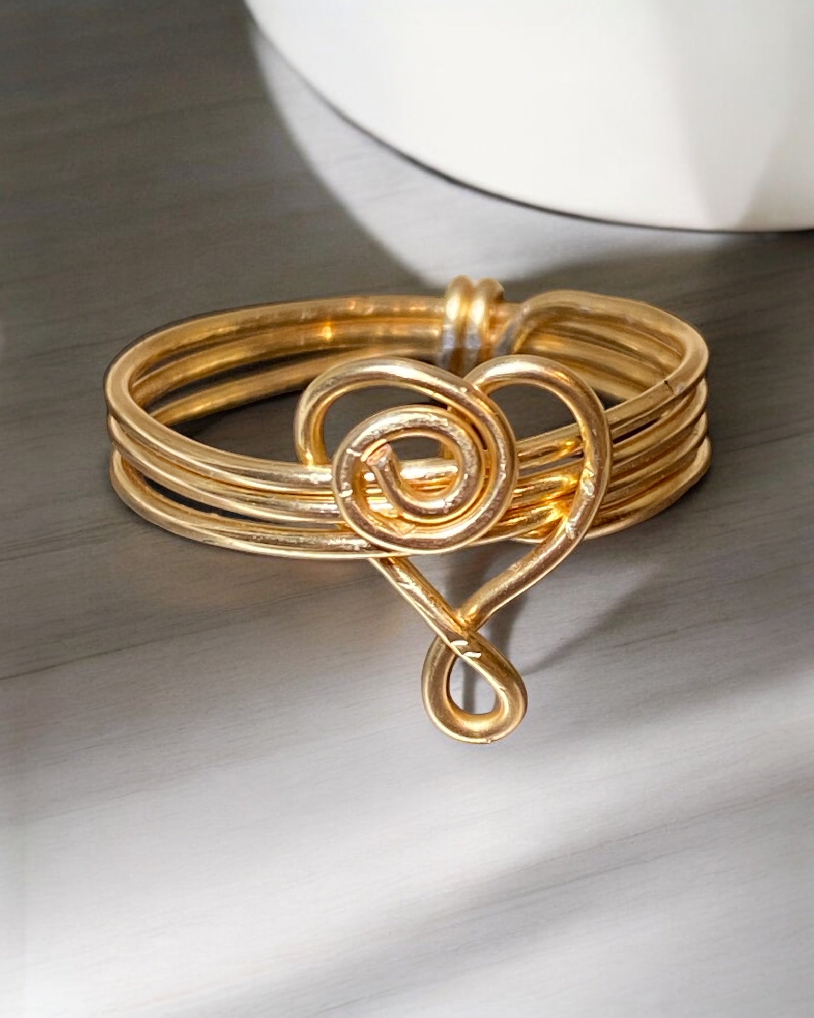 Gold Wire Wrapped Heart Ring (Size 9-1/2)
