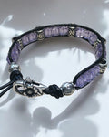 Purple Cube & Leather Bracelet
