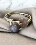Amethyst Beads Wire Wrapped Ring (Size 6)