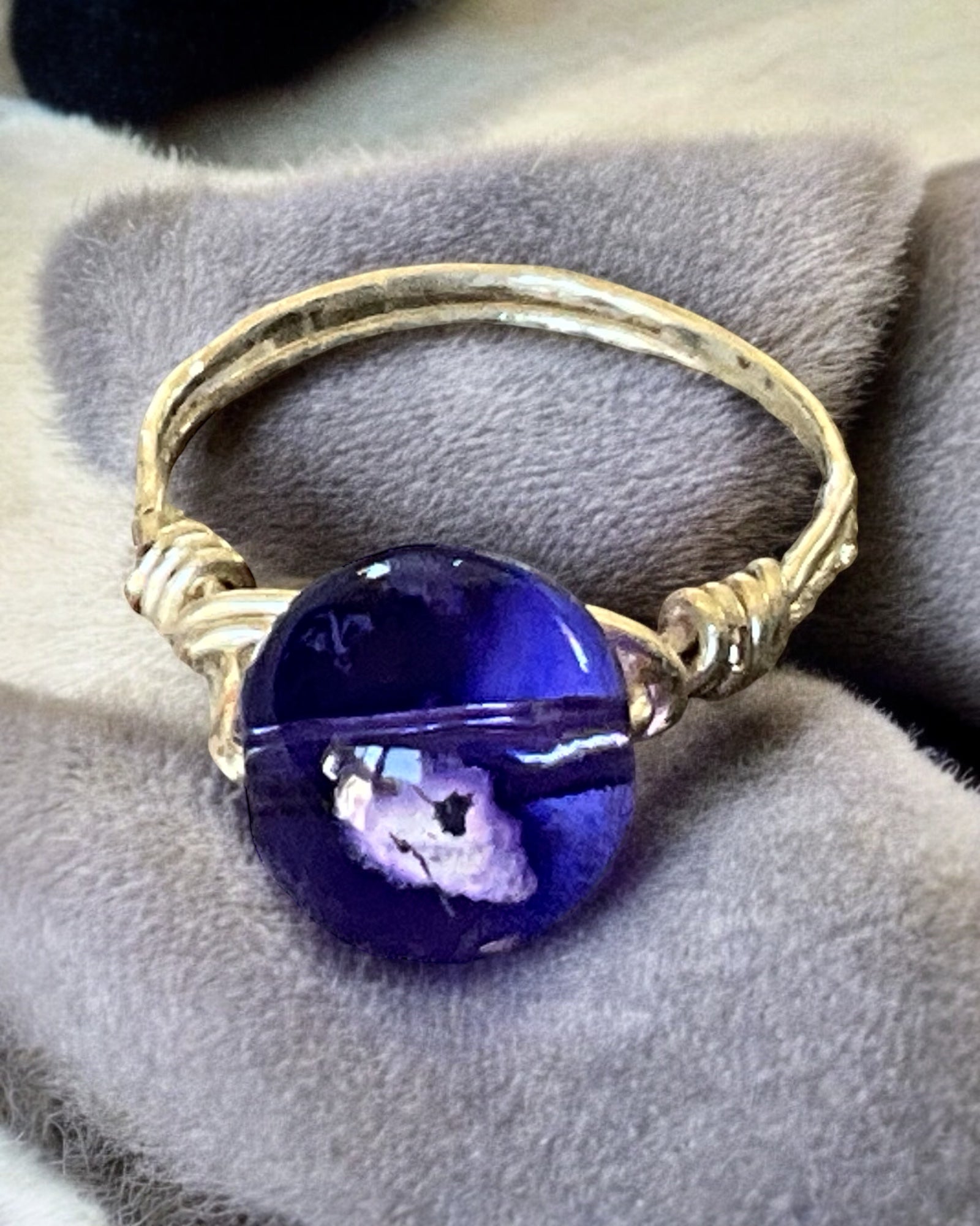 Purple Agate Wire Wrapped Ring (Size 7.5)
