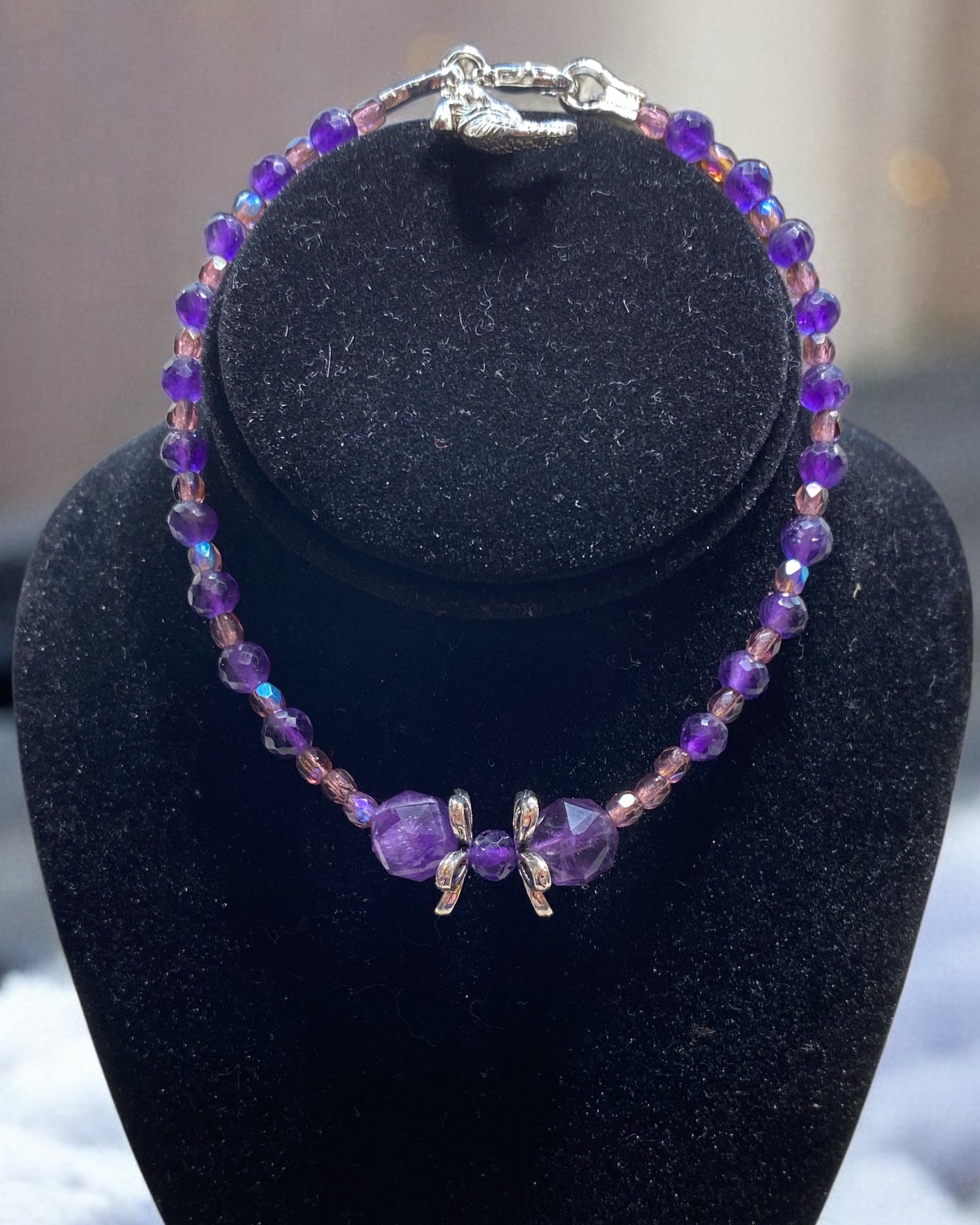 Amethyst & Ametrine Silver Dainty Bracelet