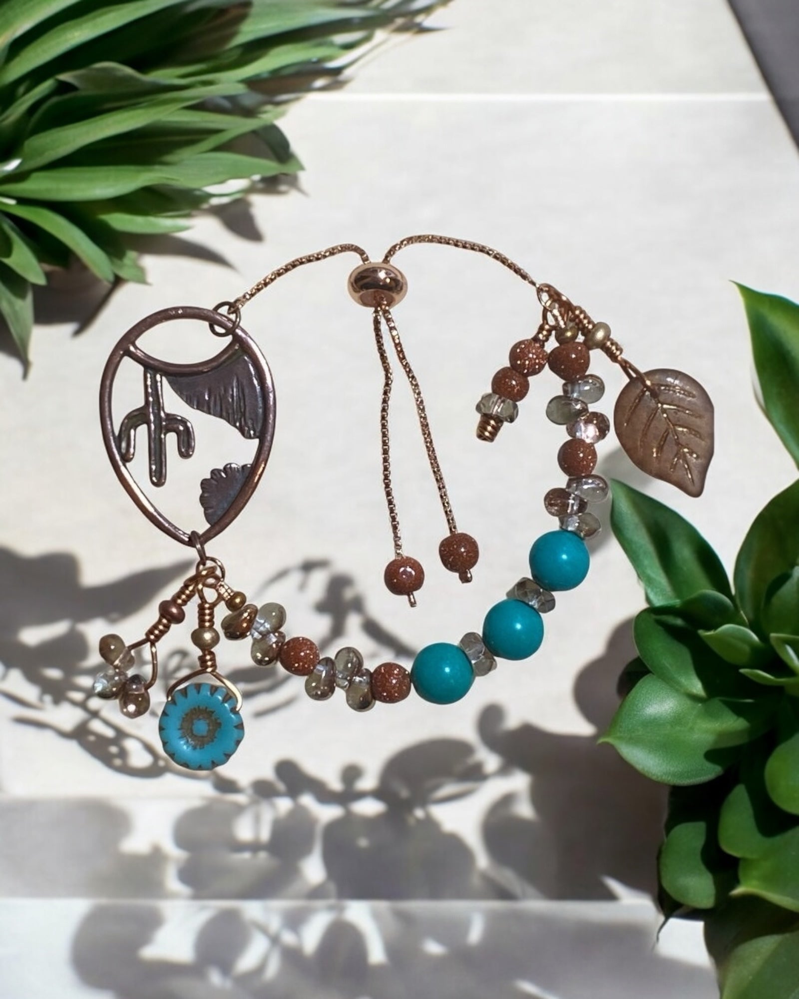 Magnesite & Copper Bracelet (adjustable slide)