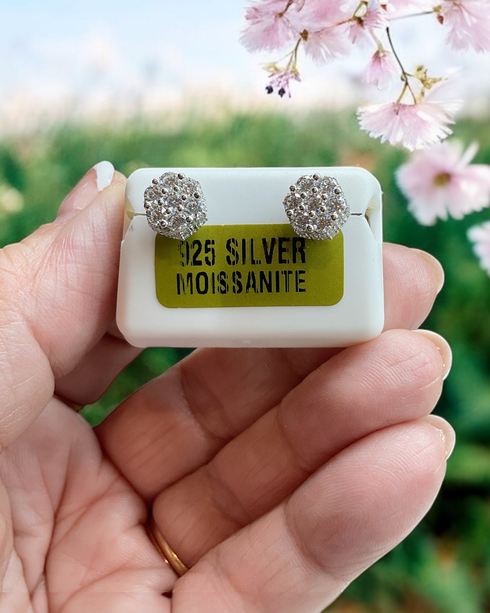 Bling Collection - Moissanite Stud Designer Earrings (Sterling)