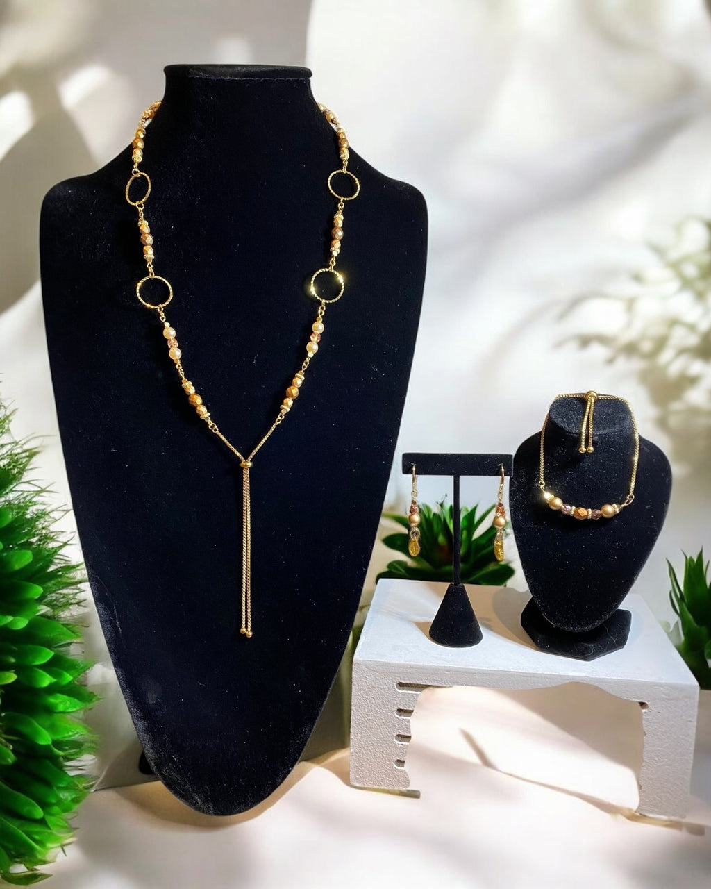 3-Piece Pearl & Czech Glass Jewelry Set