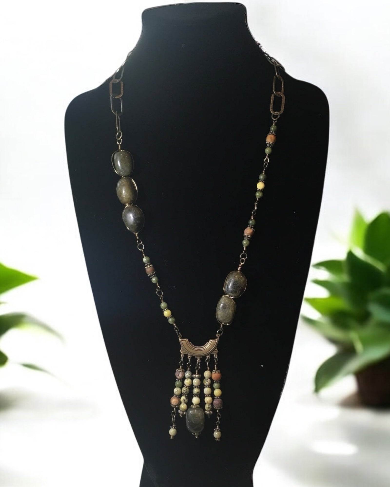 Jasper and Agate Tassel Necklace