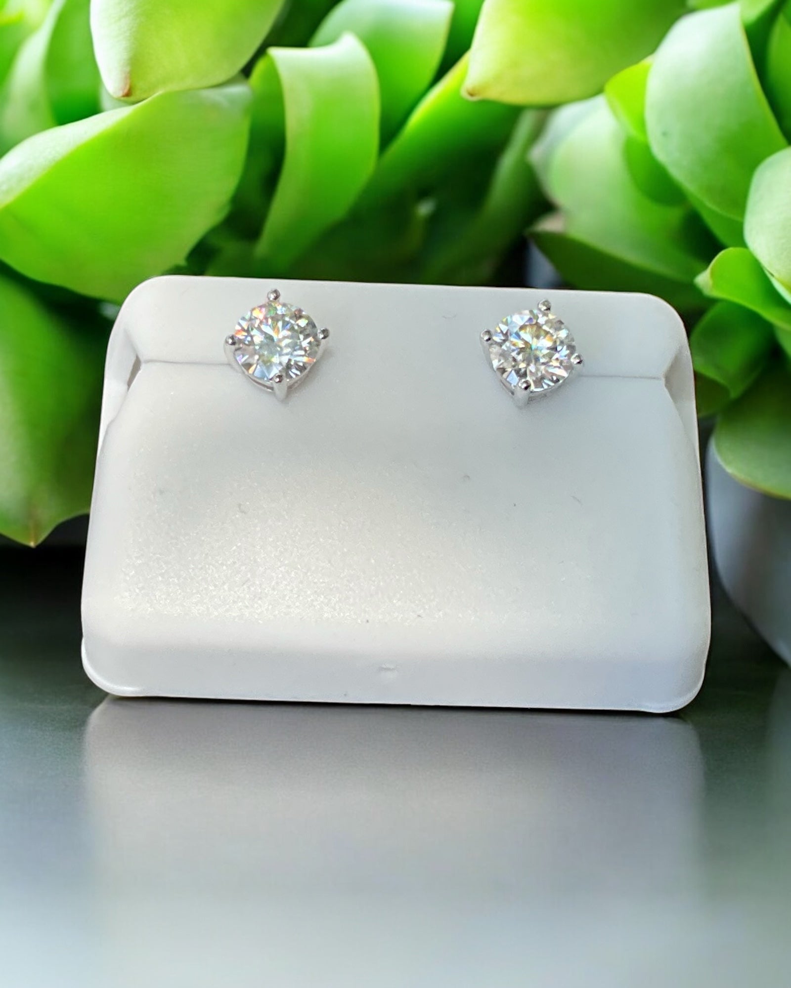 Bling Collection - Moissanite Stud Designer Earrings (Sterling)