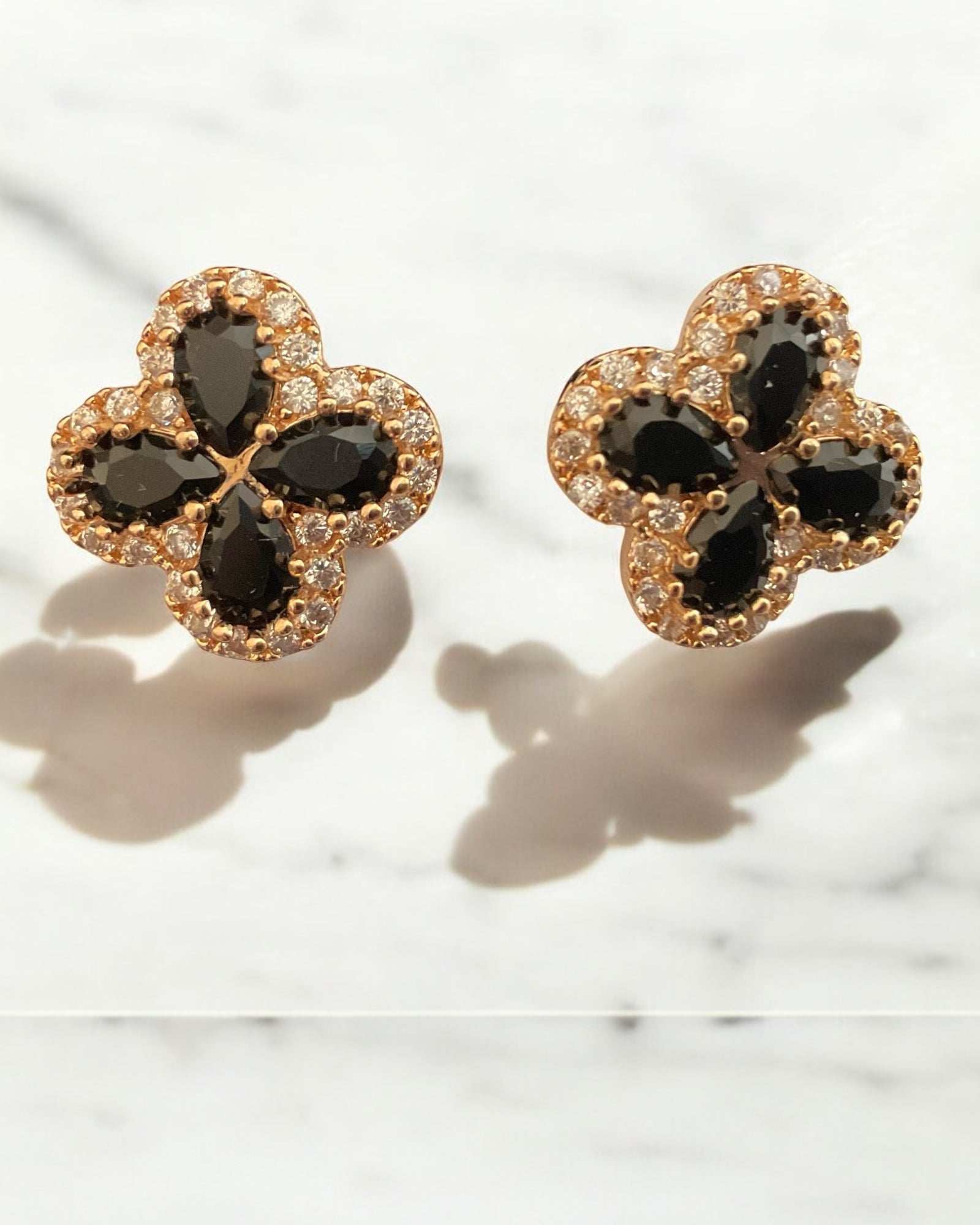 Bling Collection - Onyx Designer Earring (Gold over Sterling)