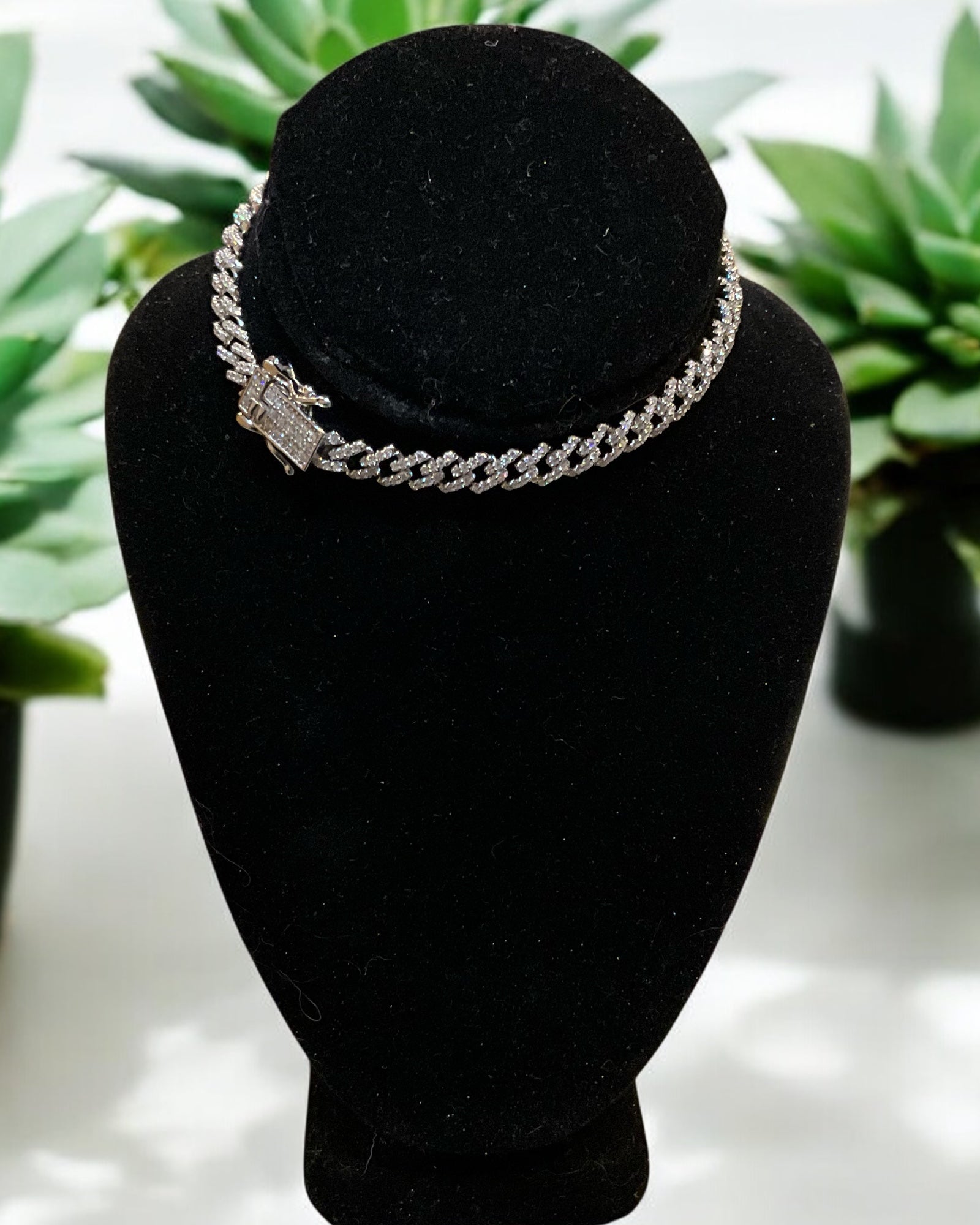 Bling Collection - Moissanite Bracelet (Cuban) (Sterling)