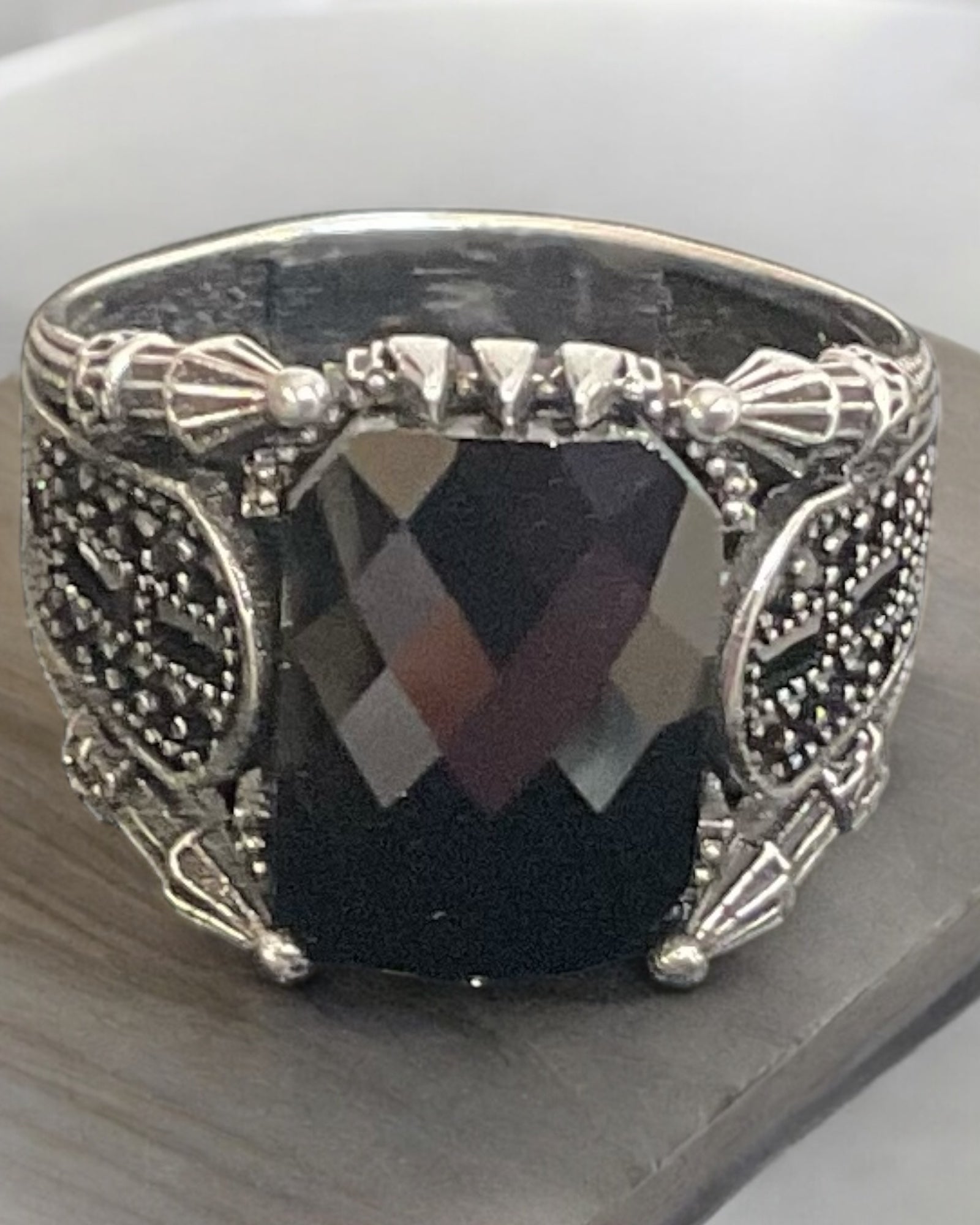 Bling Collection - Onyx Gemstone Ring (Sterling)