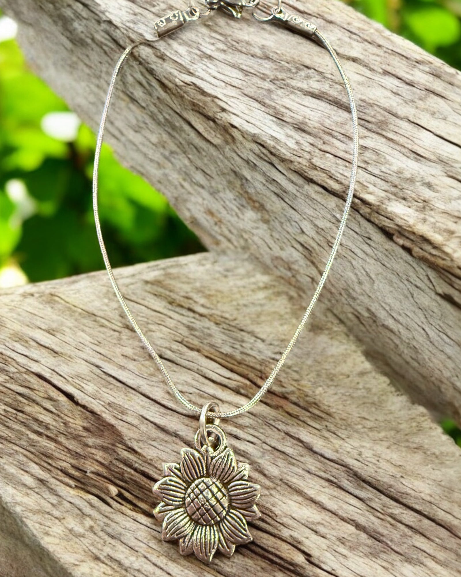 Silver Sunflower Charm Dainty Bracelet