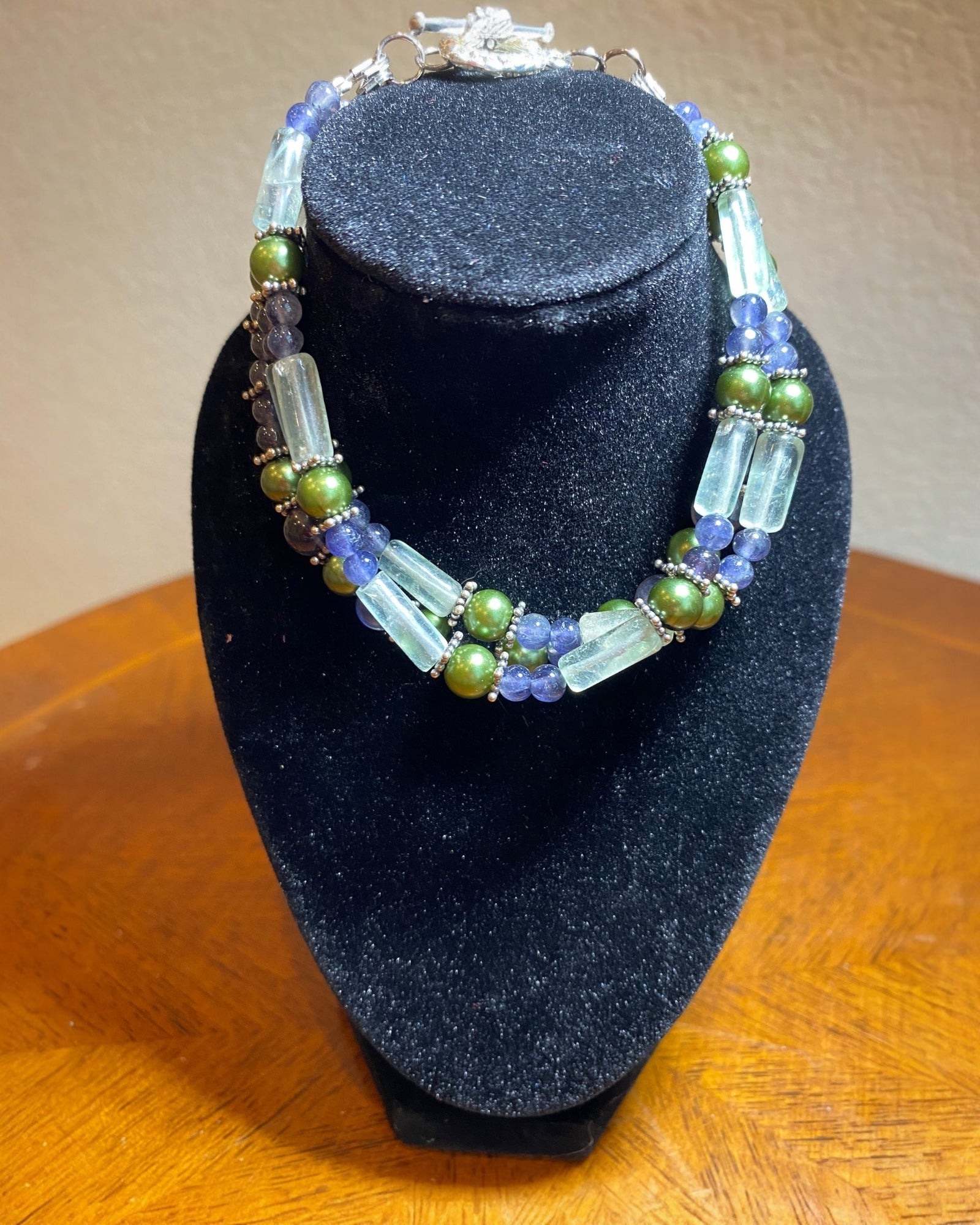 Green Freshwater Pearl & Czech Glass Bracelet