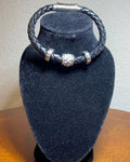 Black Bolo Cord & Silver Leather Bracelet