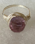 Lilac Crystal Wire Wrapped Ring (Size 7-1/2)