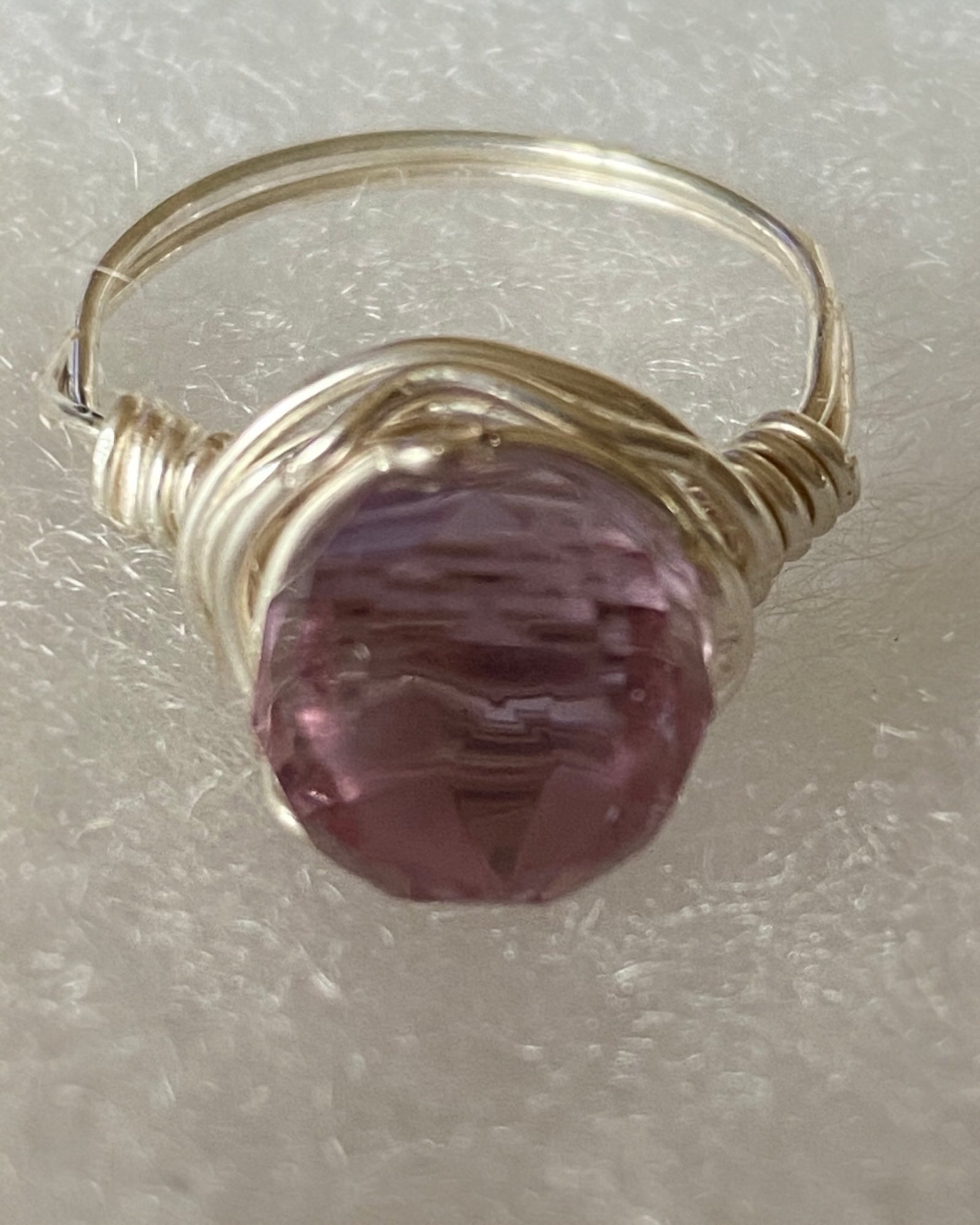 Lilac Crystal Wire Wrapped Ring (Size 7-1/2)