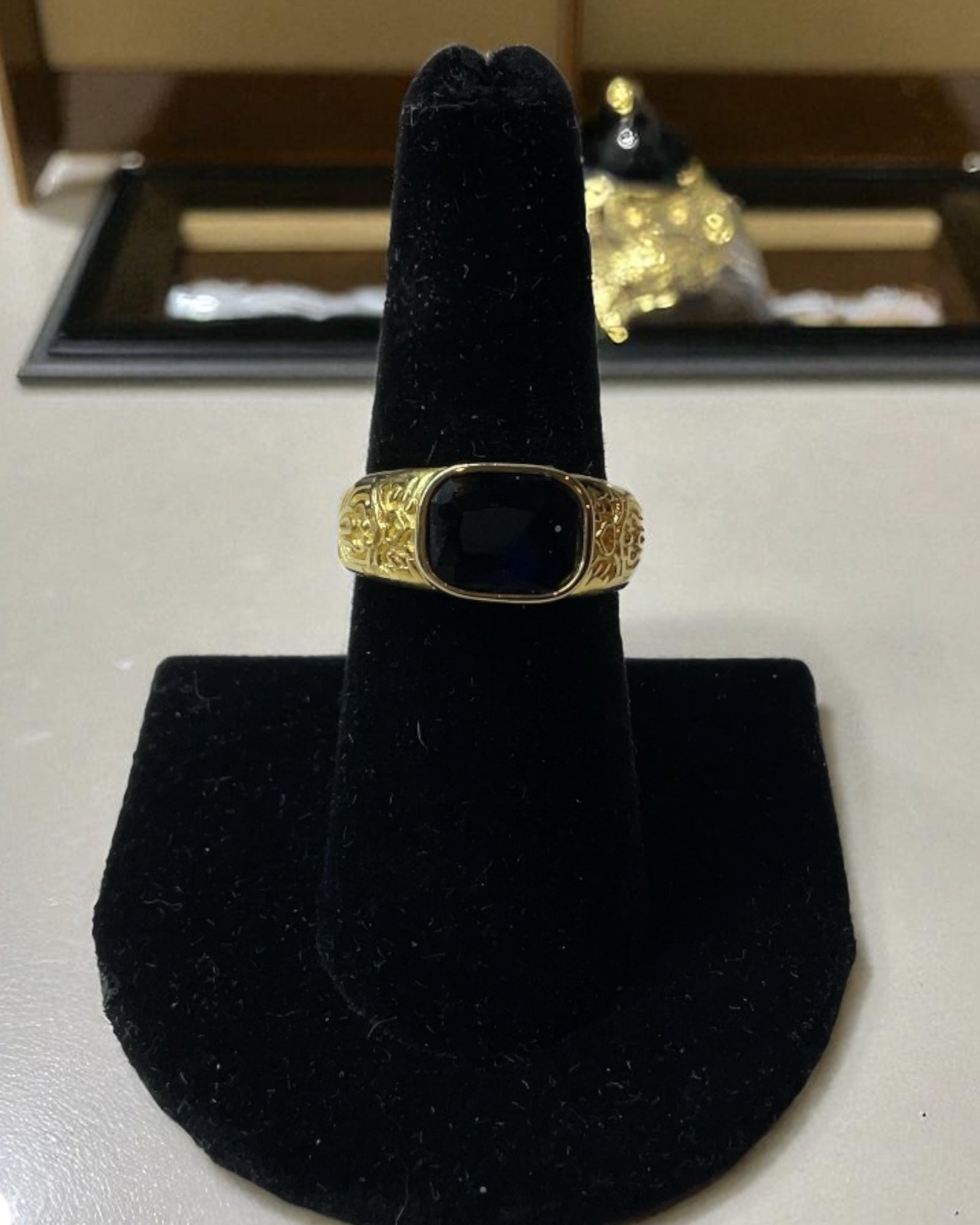 Bling Collection - Blue Sapphire Gemstone Ring (Cubic Zirconia) (Sterling)