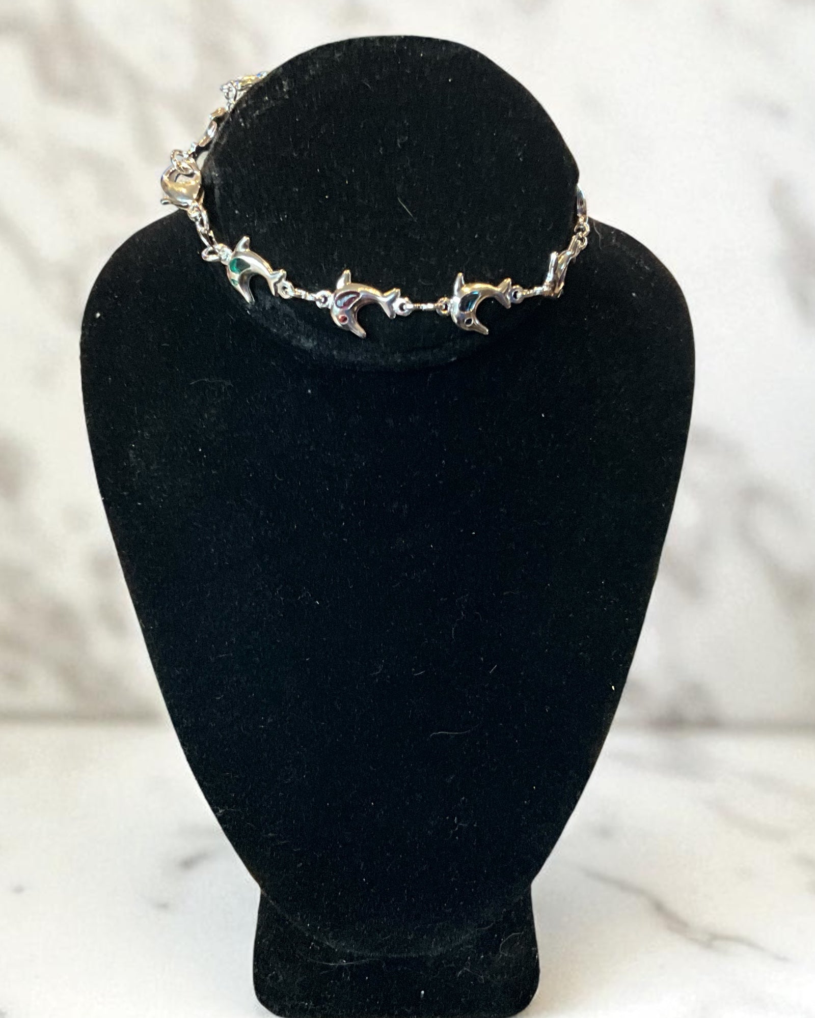 Bling Collection - White Gold Dolphin Dainty Bracelet