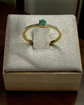 Bling Collection - Emerald & Diamond Ring (Sterling)