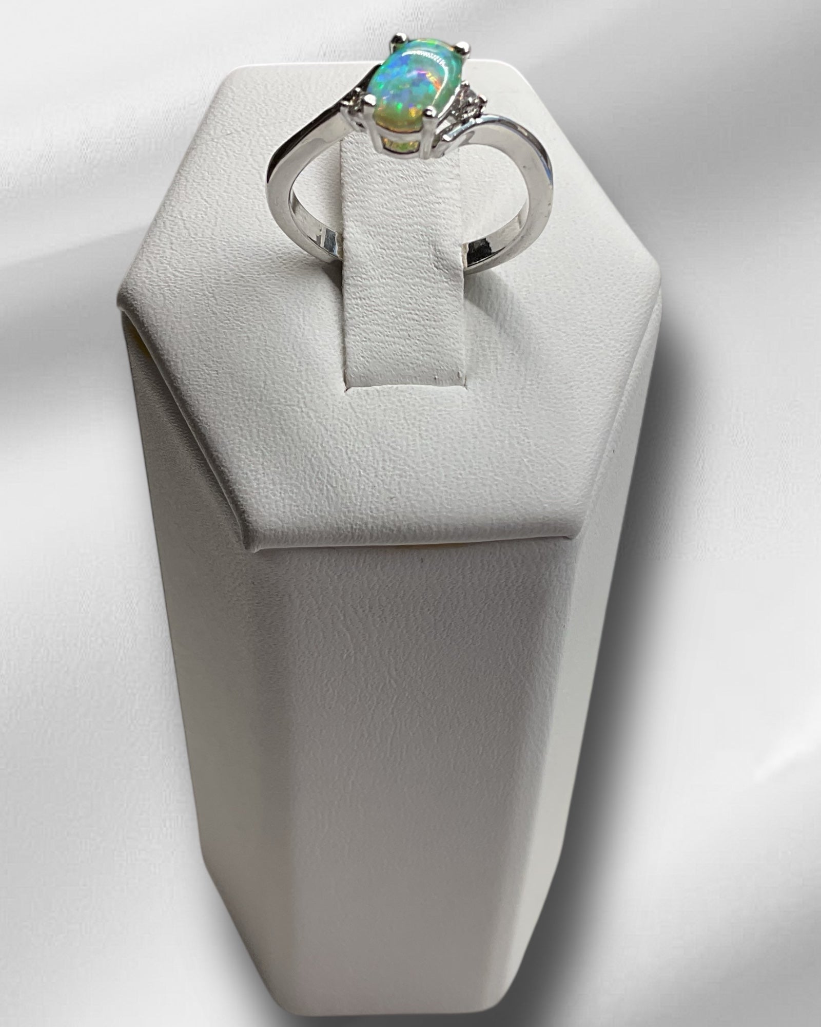 Bling Collection - Lab Opal Gemstone Ring (Sterling)