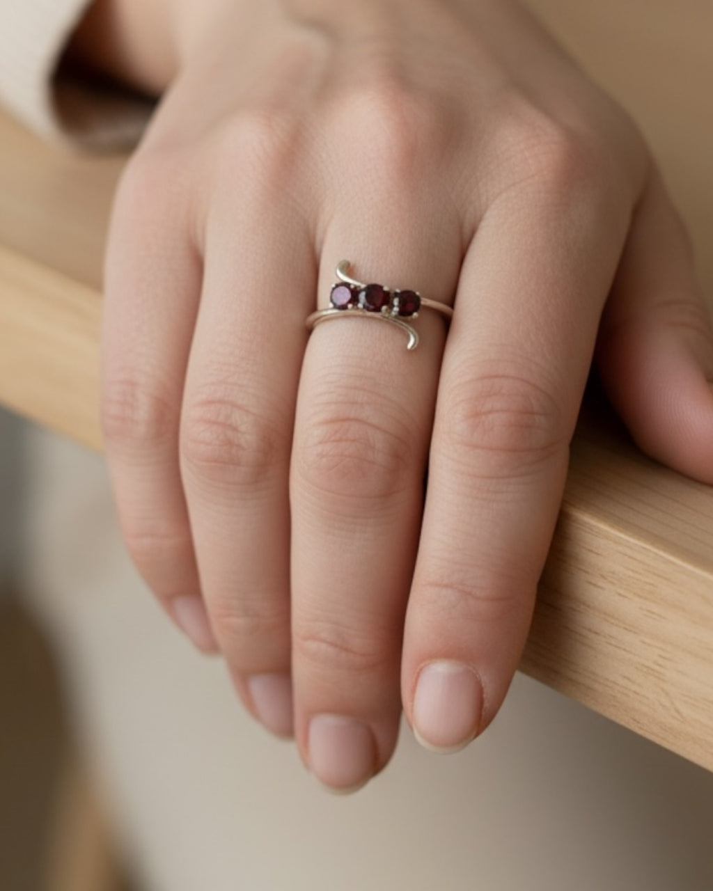 Affordable Luxury Collection - Garnet Gemstone Ring (Sterling)