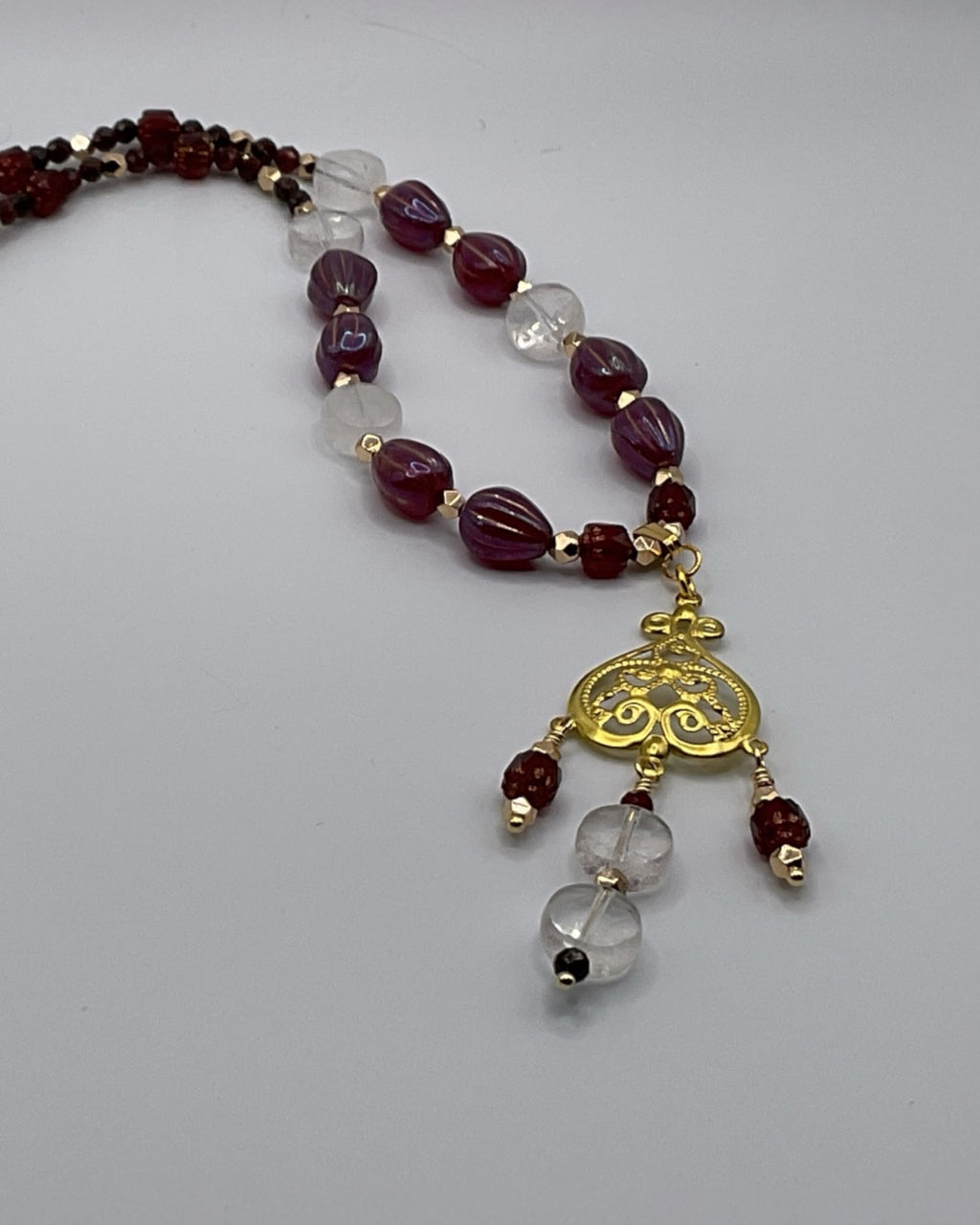 2-Piece Aura Quartz and Garnet Jewelry Set