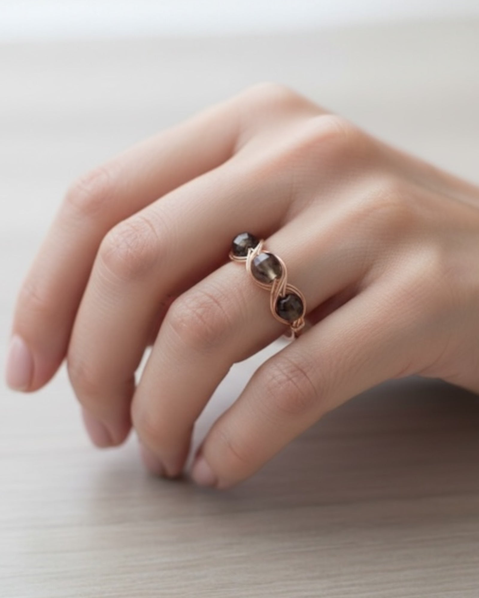 Hematite Woven Wire Wrapped Ring (Size 11)