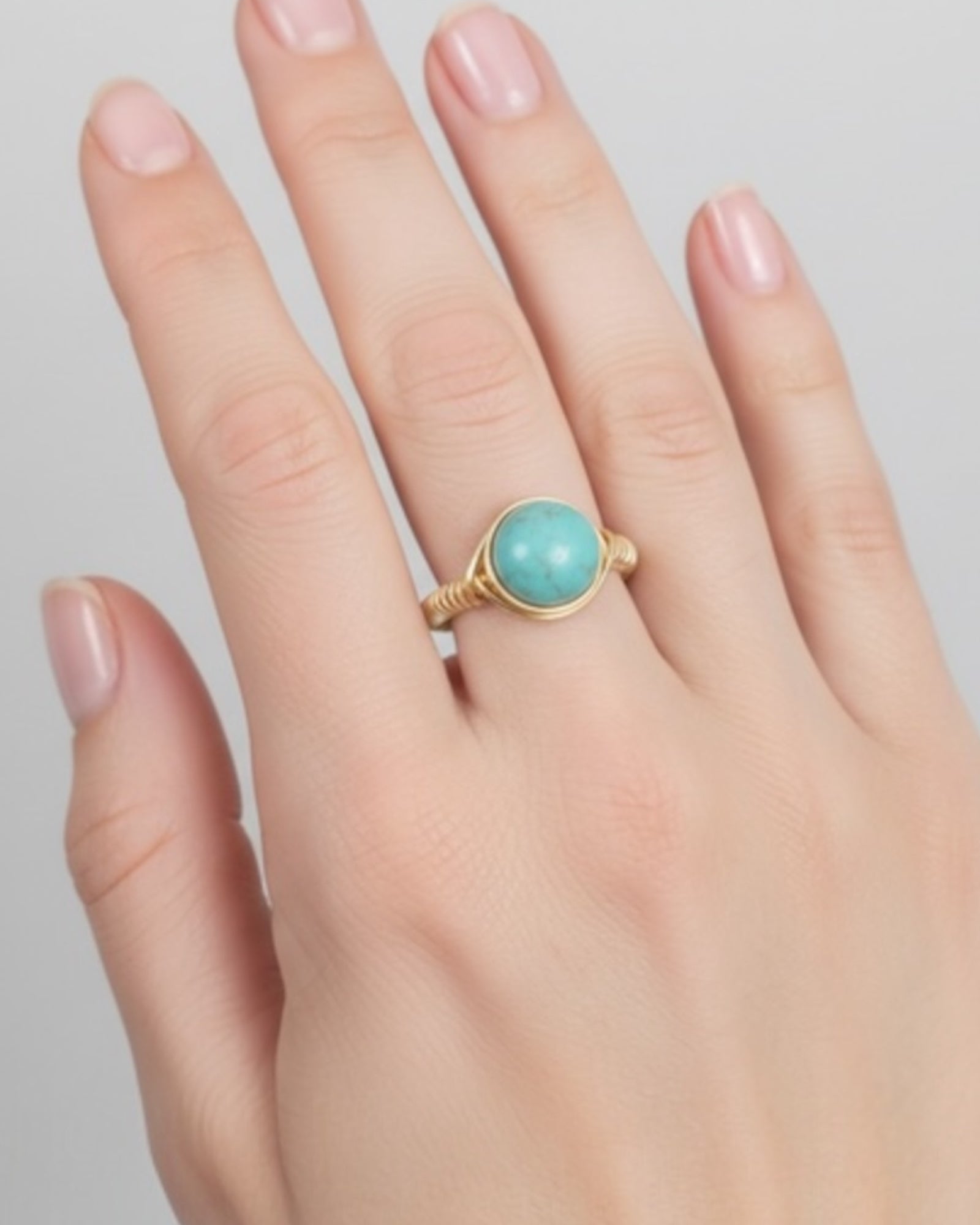 Green Chalcedony Wire Wrapped Ring (Size 7.5)