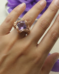 Amethyst CZ Wire Wrapped Ring (Size 8-1/2)