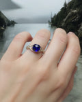 Blue Obsidian Woven Wire Wrapped Ring (Size 6)