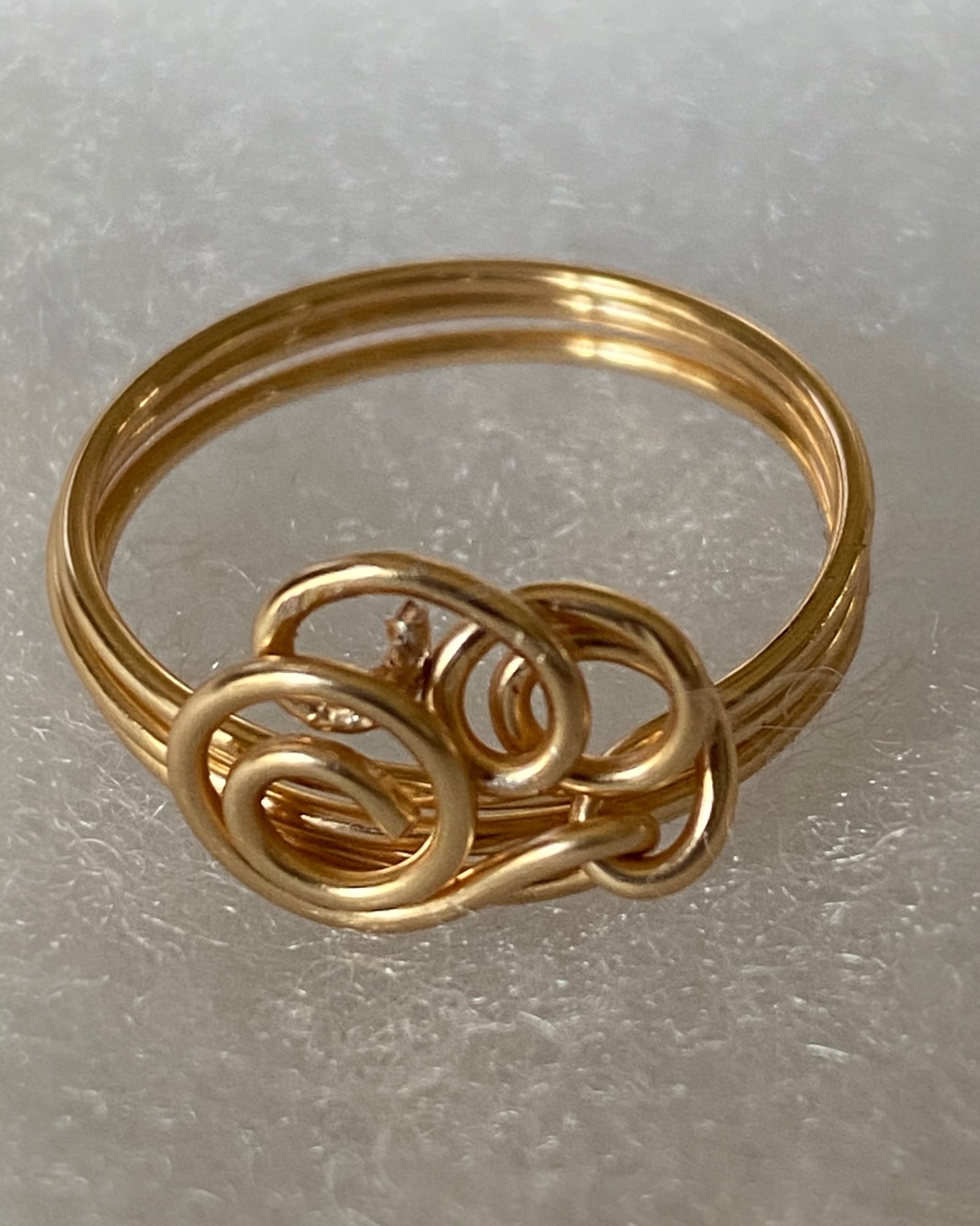 Gold Spiral & Rosette Wire Wrapped Ring (7.5 inch diameter)