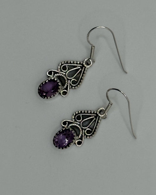 Bling Collection - Amethyst Designer Earrings - (Sterling)
