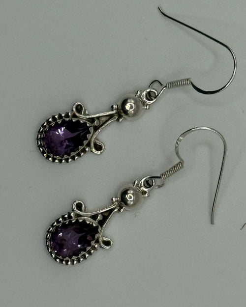 Bling Collection - Amethyst Designer Earrings - (Sterling)