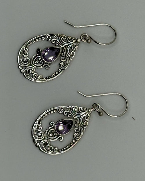 Bling Collection - Amethyst Designer Earrings - (Sterling)