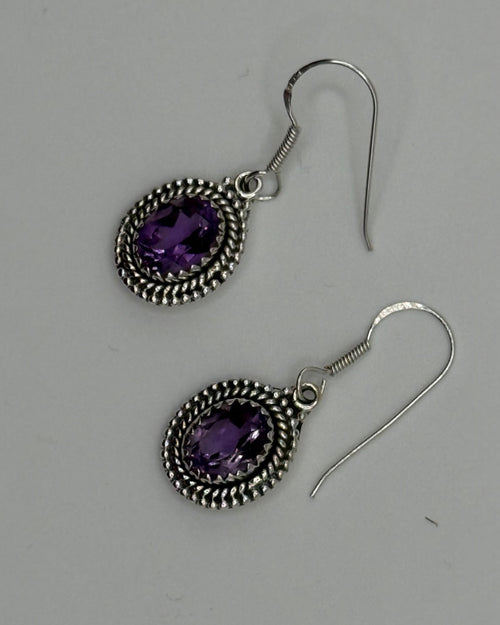 Bling Collection - Amethyst Designer Earrings - (Sterling)