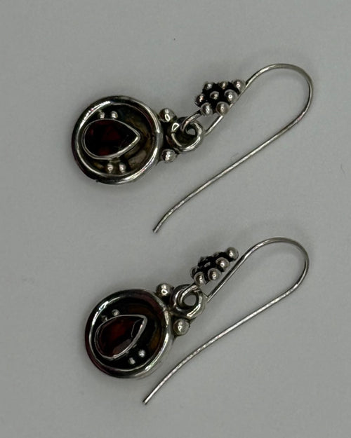 Bling Collection - Garnet Designer Earrings - (Sterling)